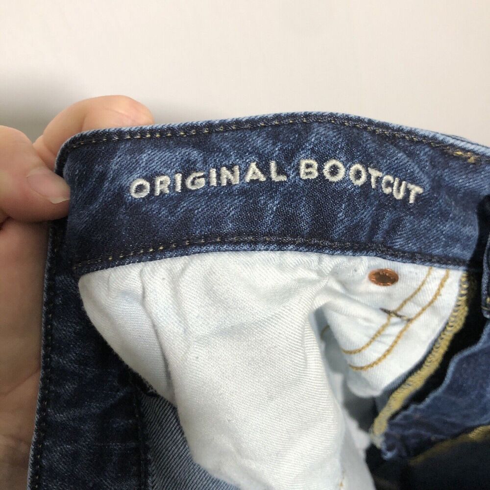 American Eagle Jeans Mens 30 30 Blue Original Bootcut Dark Wash Denim Airflex+ - Picture 11 of 12